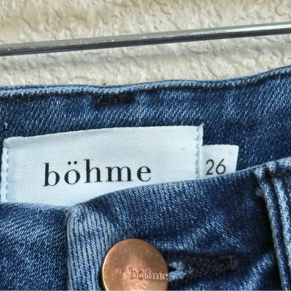 Böhme Blue Medium Wash Cropped Raw Hem Straight Jeans Size 26 - Picture 5 of 9